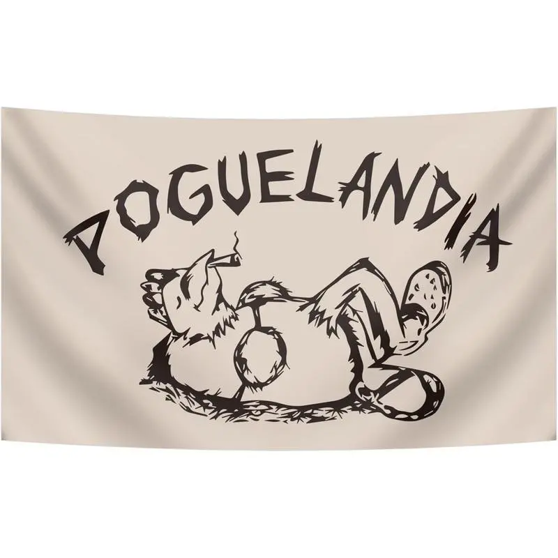 Poguelandia  Tapestry Funny  Banner for College Dorm Room Wall Decor s Cotton Decorative chill room accessories