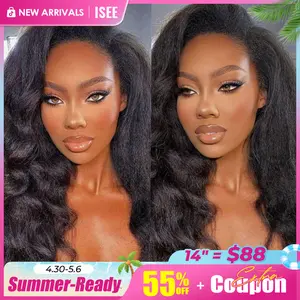 [WEAR GO HALF WIG] ISEE HAIR Invisible Hairline Wear Go Half Wig Kinky Straight 180% Density Seamless Flip Over Wig Glueless Human Wigs Beginner Friendly #ISEECrochetNewArrivals #SummerVibes