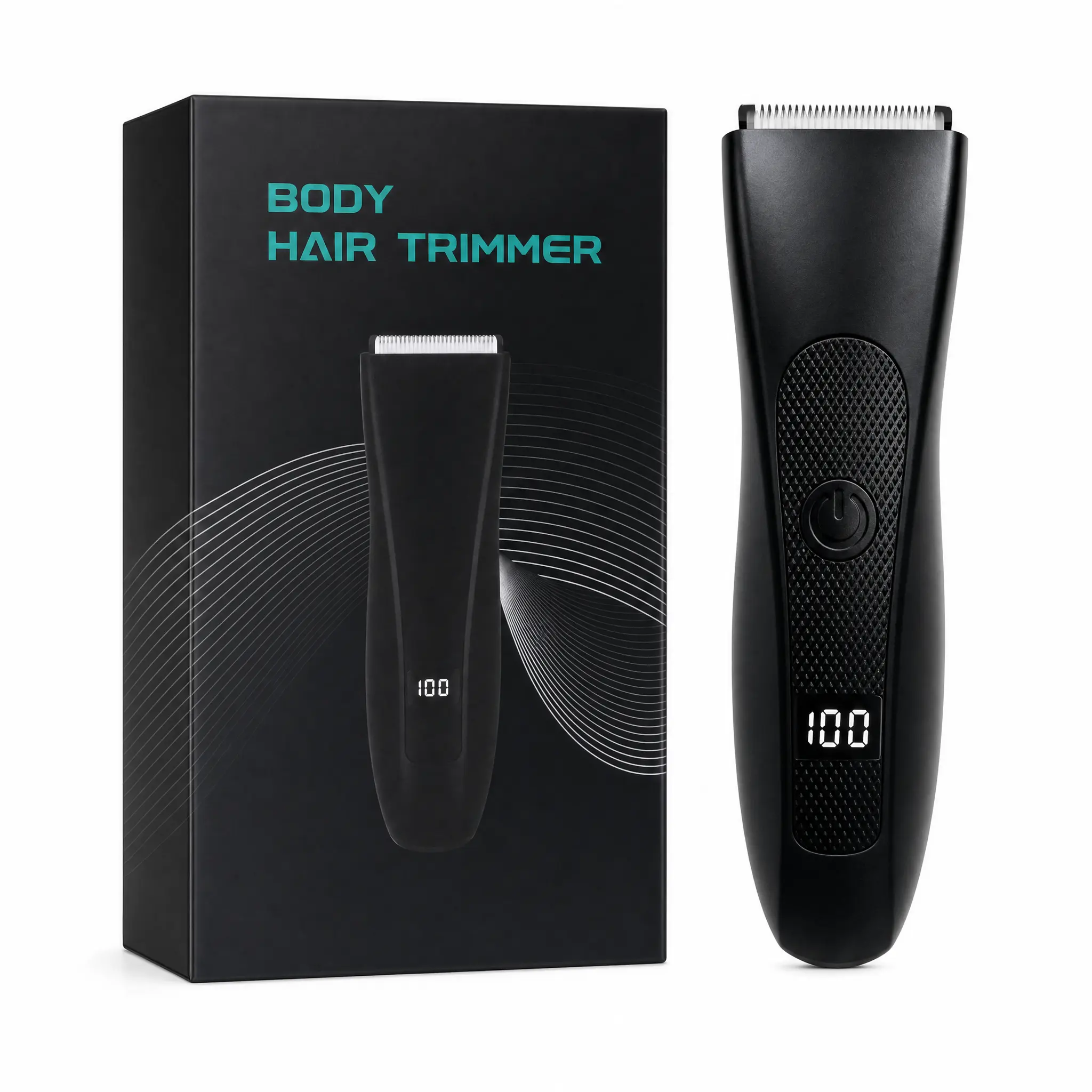Compact Rechargeable Hair Trimmer for Men, Cordless Body & Groin Groomer with Gentle Stainless Steel & Ceramic Blades, Digital Battery Display, Battery-Powered Wireless Hair Trimmers & Clippers, Ceramic Blade Hair Trimmers & Clippers