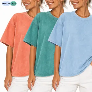 Women's T-Shirts 3 Pack, Vintage Acid Wash Cotton Fabric, Casual Oversized Baggy Tee for Streetwear & Workouts, Jeans