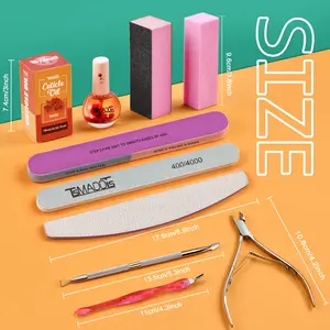 Nail Tools Kit: 3 Nail Files, 2 Buffer Blocks, 2 Polishing Buffers, Cuticle Nippers, Pusher, and Oil