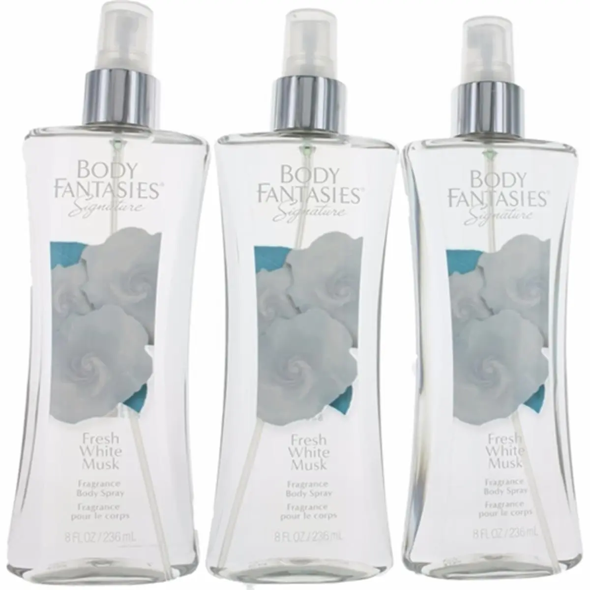 Body Fantasies Fresh White Musk Body Fragrance Mist for Women, Floral Musk Scent, 8 oz Bottles - Pack of 3, Floral Musk Perfume