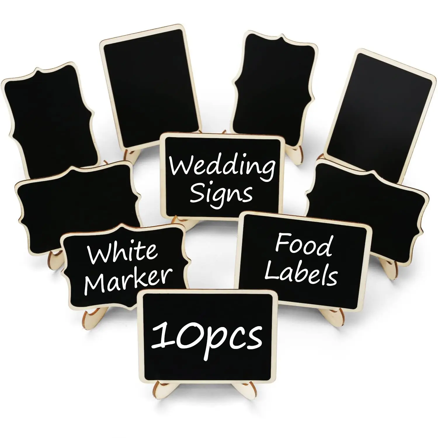 10pcs Mixed Mini Blackboard Display Panels, Tabletop Home Decor Signs, Message Boards for Events & Parties, Food Labels, Easy Update, Perfect for Wedding, Holiday Celebrations, Graduations, Birthday, Writing Board, Water Based Markers