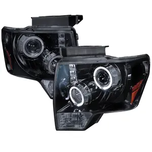 2009-2014 Ford F-150 Dual Halo Projector Headlights (Glossy Black Housing/Smoked Lens)