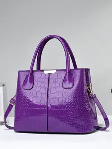 New Fashion Glossy Leather Texture Stone Pattern Handbag, Stylish and Trendy Design, Perfect for Daily Use and Special Occasions, Elegant Casual Handbag, Fashionable Purse Handbag