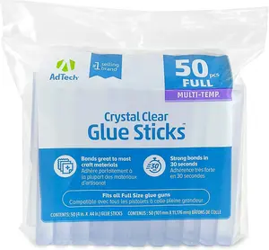 rystal Clear Hot Glue Gun Sticks (W220-14ZIP50) – Full Size Hot Glue Sticks. All-purpose glue sticks for crafting, scrapbooking & more. 50 pieces. Length: 4” Diameter: .44”.