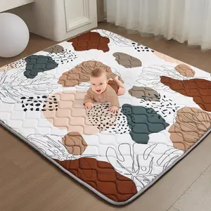 Baby Mat for Floor,  50x50 Inch Cushioning Padded Baby Playpen Mat, Non-Slip and Machine Washable Crawling Mat for Infants, Babies, Toddlers to Play and Learn Boho Design