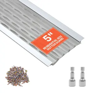 VEVOR Gutter Guard, 5 in Aluminum Gutter Cover with Stainless Steel Micro Mesh, Heavy-Duty 100ft Length, 0.04in Thick, Leaf Guard for Debris and Pine Needles, Easy DIY Install, Screws Included, 20 PC