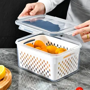 [9pcs Leak-Proof Food Storage Containers] 9pcs BPA-Free Plastic Food Storage Containers Set with Drain Baskets , Freezer-Safe, Reusable Multipurpose Kitchen Organizers for Fruits, Vegetables, and Food Utensils Rectangle Assorted Varieties