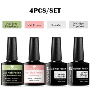 MSRUIOO 4pcs Function Gel Nail Polish Set, Nail Prep Dehydrator & Nail Primer & Base & Top Coat Set, Base Coat Nails, Nail Care, Air Drying Formula, Strong Adhesion, Soak Off UV Varnish for Stronger