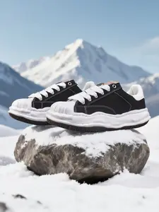 Thick Sole Closed Toe Soft Leather Sneakers for Men and Women, Patchwork Sneakers, Stylish Casual Sports Shoes for Everyday Use, All Season Fashion Footwear