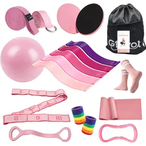 Pilates Essentials Kit for Women, Yoga Exercise Equipment Set for Home Workouts with Mini Ball, Resistance Bands, Sliding Disks & Accessories - Fitness Set for Yoga & Pilates Beginners