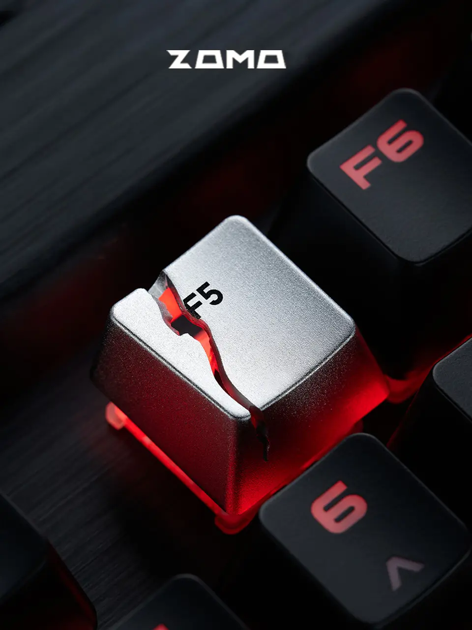 ZOMO Cracked F5 Aluminum Artisan Keycap Personalized Metal Keycaps for Mechanical Keyboards