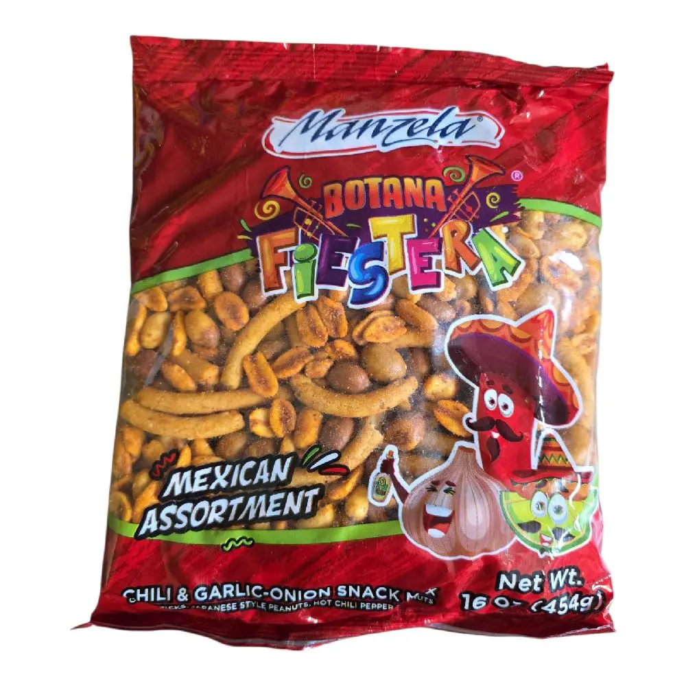 Manzela Botana Fiesta  Mix Mexicana Mix Snack 16-oz  (454g) chili & garlic-onion snack Mexican Candy Variety Textured Nut Flavorful