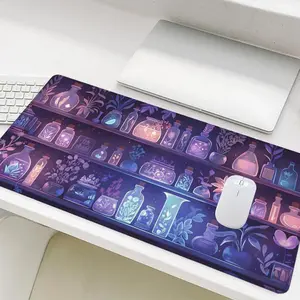 Apothecary Shelf Pattern Mouse Pad, Large Gaming Mouse Pad, Non-slip Rubber Base Stitched Edge Desk Pad for Home Office Game, Office Desk Accessories