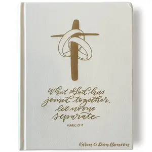 Personalized ESV Journaling Bible - White - Wedding Rings and Cross - Hand Lettered and Engraved