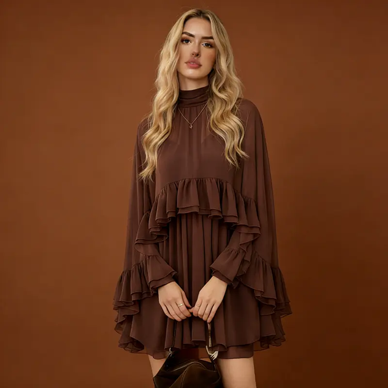 Stunning Elegant Chiffon Dress with Fashionable Inner Camisole Two-Piece Set for Women's Stylish Outfits - Clothes, Womenswear, elegant silhouette, timeless appeal, graceful flow