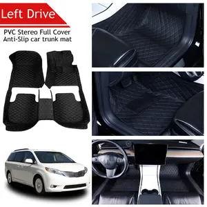 Fit Toyota SIENNA 2011-2019 Floor Mats – Heavy-Duty PU Leather – Front & Rear Row Protection – Luxury Black Interior