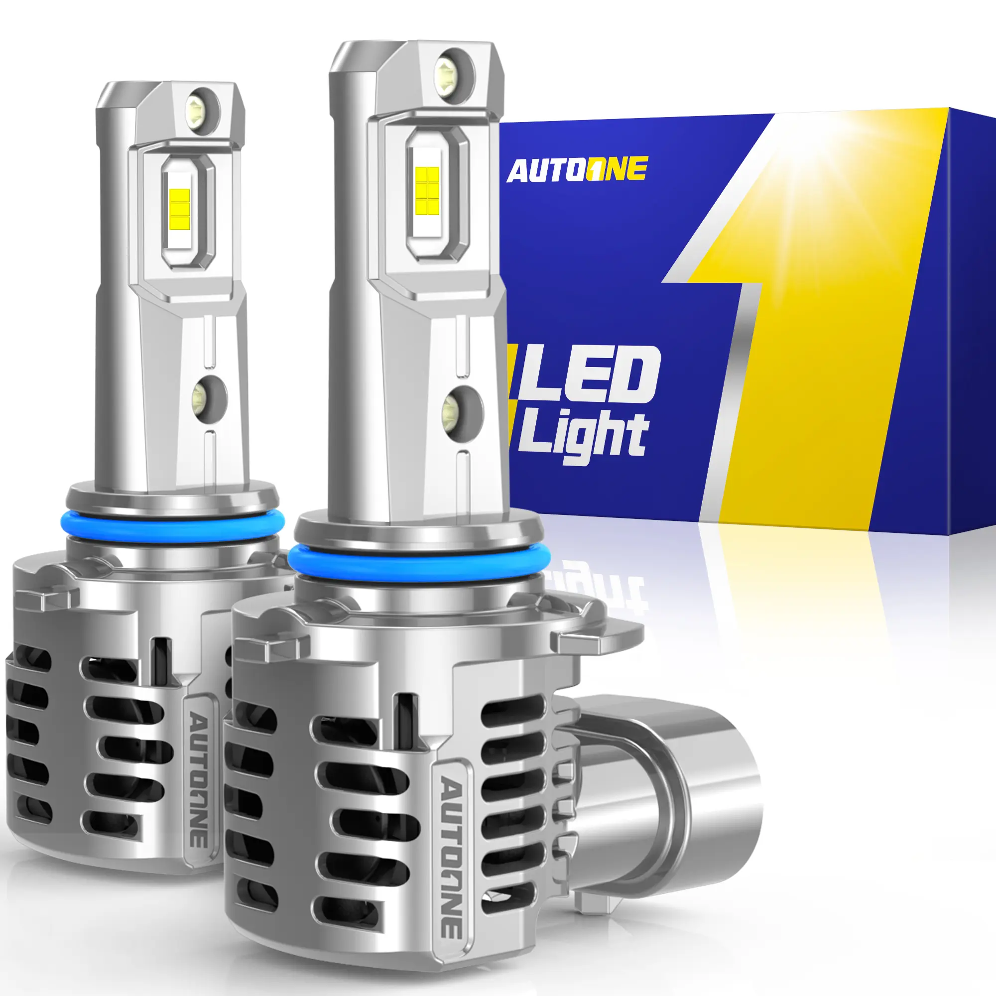AUTOONE LED Headlight Bulbs 9005/9006/H11/9012, 80,000LM Super Bright, 6500K White, 6-Chip No Dark Spots Beam, 1:1 Perfect Beam Pattern, Aerospace-Grade Copper Heat Pipe Cooling, Anti-EMI, Plug & Play, Pack of 2