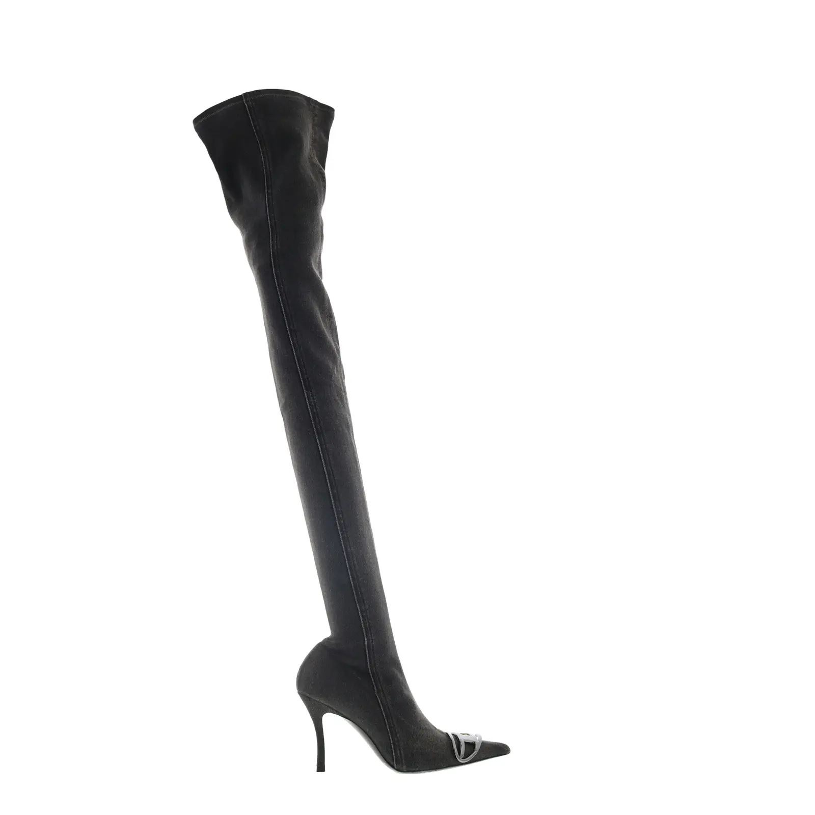 Diesel D-Venus TBT D Womens Black Canvas Zipper Over The Knee Boots