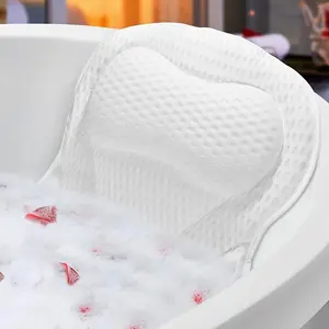 Bath & Body Works Non-Slip Luxury Soft Bath Cushion with Neck and Back Support, 4D Air Mesh & 6 Strong Cups, White Accessories