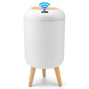 Pukomc Motion Sensor Trash Can with Lid – Touch-Free, Waterproof Design, Perfect for Kitchen, Bathroom, Bedroom, Office & Outdoor Use, White Home Essential