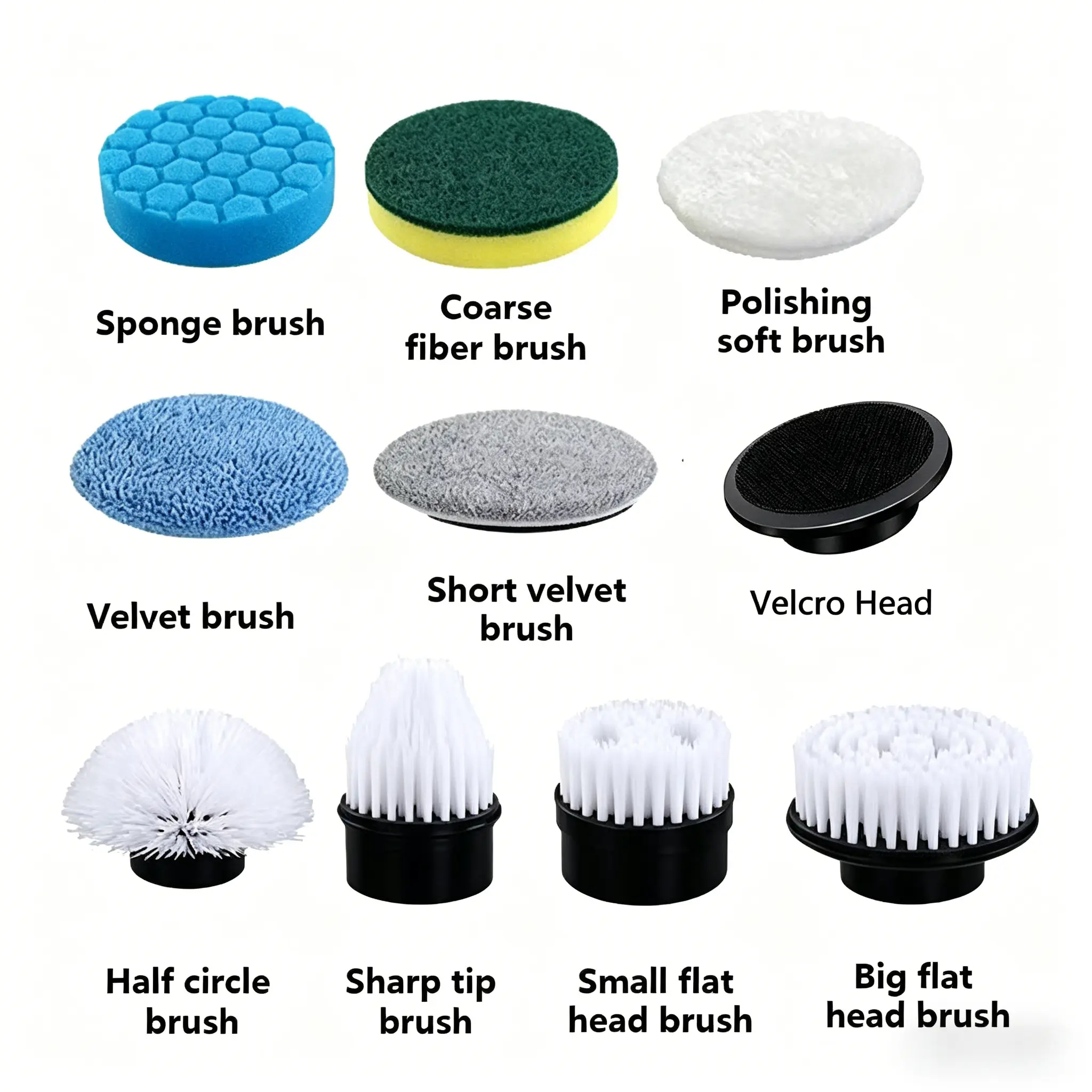 9-Pcs Household Electric Scrubber Replacement Brush Heads - Wear-Resistant Stain Remover Accessories, Bathroom Upgrade, Adjustable Speed, Easy to Install, Tile & Floor Clean, Easy Disassembly, Exclusive Fit for Our Store Models