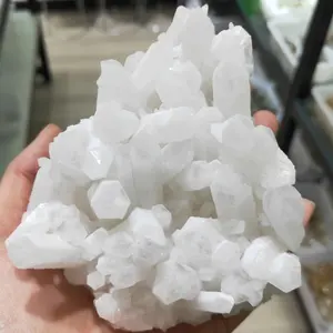 Natural White Chrysanthemum Rock Quartz Crystal Cluster