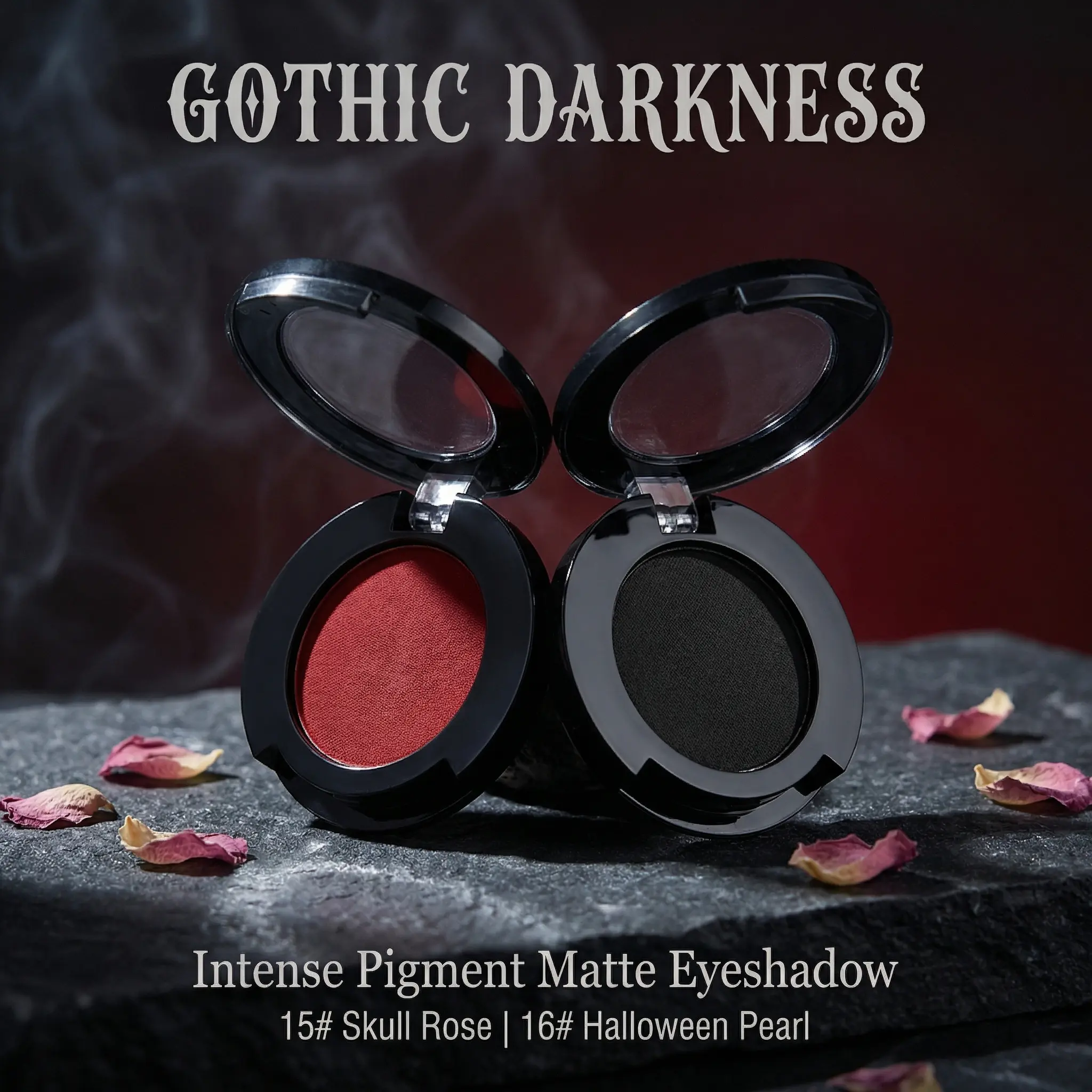 FAICCIA Goth Eyeshadow Palette - Red & Black Smokey Eye Makeup Cosmetic, Highly Pigmented Matte & Glitter Shimmer Eyeshadow, Alcohol-Free Professional Long-Lasting Formula for Vampire Gothic Halloween Use,summerwins