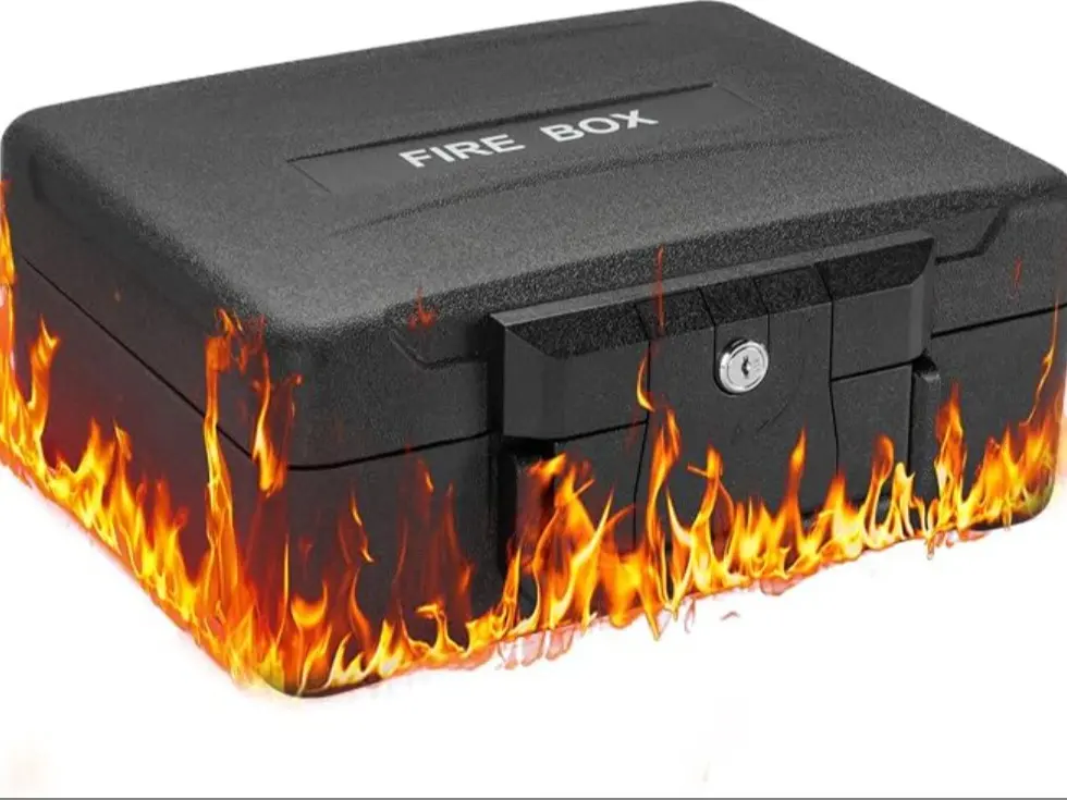 Portable Compact Fireproof Waterproof Home Document , Key Lock & Ergonomic Handle, 1 Hour Fire Protection at 1700°F, 72 Hours Water Resistance pin code father day gift metal anti theft safe anti-theft design