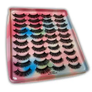 20 Pairs Wispy Cat Eye Look Faux Cluster Lashes, Reusable Long & Fluffy Wispy Curl Cat Eye Style Faux Cluster Lashes Strip Lashes for Eyelash Extensions, Lengthening and Volumizing Faux Eye Lashes for Women and Girls Eye Makeup