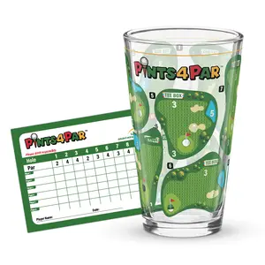 Pints4Par, A Golf Drinking Game, UV Printed Glass, Dishwasher Safe, 16oz, Great for Golfers and Beer Drinkers