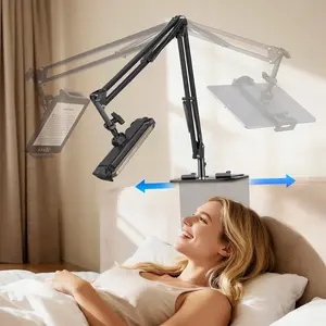 SEANCHEER A-107 Phone Holder for Bed & Tablet Holder for Bed, Overhead Cell Phone Mount, Adjustable 360° Rotatable Metal Kindle Holder Stand for iPad Pro Air Mini, iPhone17/16, Kindle Other 5-12.9 Inch Devices