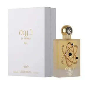 Lattafa Tharwah Gold W EDP Full-Size Alcohol-Based Gold-Edition Jasmine-Themed Floral Woody Women's Fragrance (3.4oz), Floral Woody Fragrance, Jasmine-Themed Women's Fragrance