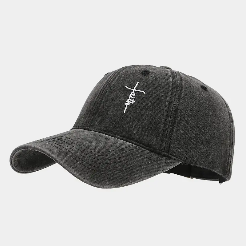 Unisex Vintage Washed Cotton Baseball Cap - Dad Hat with Minimalist Cross Embroidery, Mens Hats for Adults, Wardrobe Essential for Daily Wear with Retro Vibe, Faith Cross Embroidery, Football Fashion, Casual Sports & Outdoor Hats