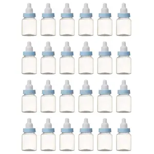 3.5 Inches Baby Bottle Shower Favor,Mini Plastic Candy Bottle,Baby Shower Supplies Boy Girl Newborn Baby Baptism Birthday Party Decor (2 Dozens, Blue)