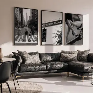3-Piece Fashionable Black and White Wall Art Prints, Vintage Graphic Photo Paper Artwork, Home Decor Posters & Prints Set
