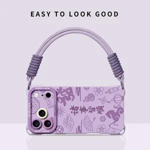 Purple Lucky Chinese Cellphone Protector Accessory - Shockproof Handheld Casing with Wristlet & Bangle for iPhone 14/15/16/17, 2-Piece Night Sky Set, 14-Piece Cute Animal Ear Jewelry (Camouflage, Gothic, Coquette)