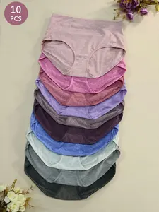 Plus size Women's Mid-Waist Underwear, Breathable Elastic Comfort Panties, Casual All-Seasons Briefs, Multiple Colors Available