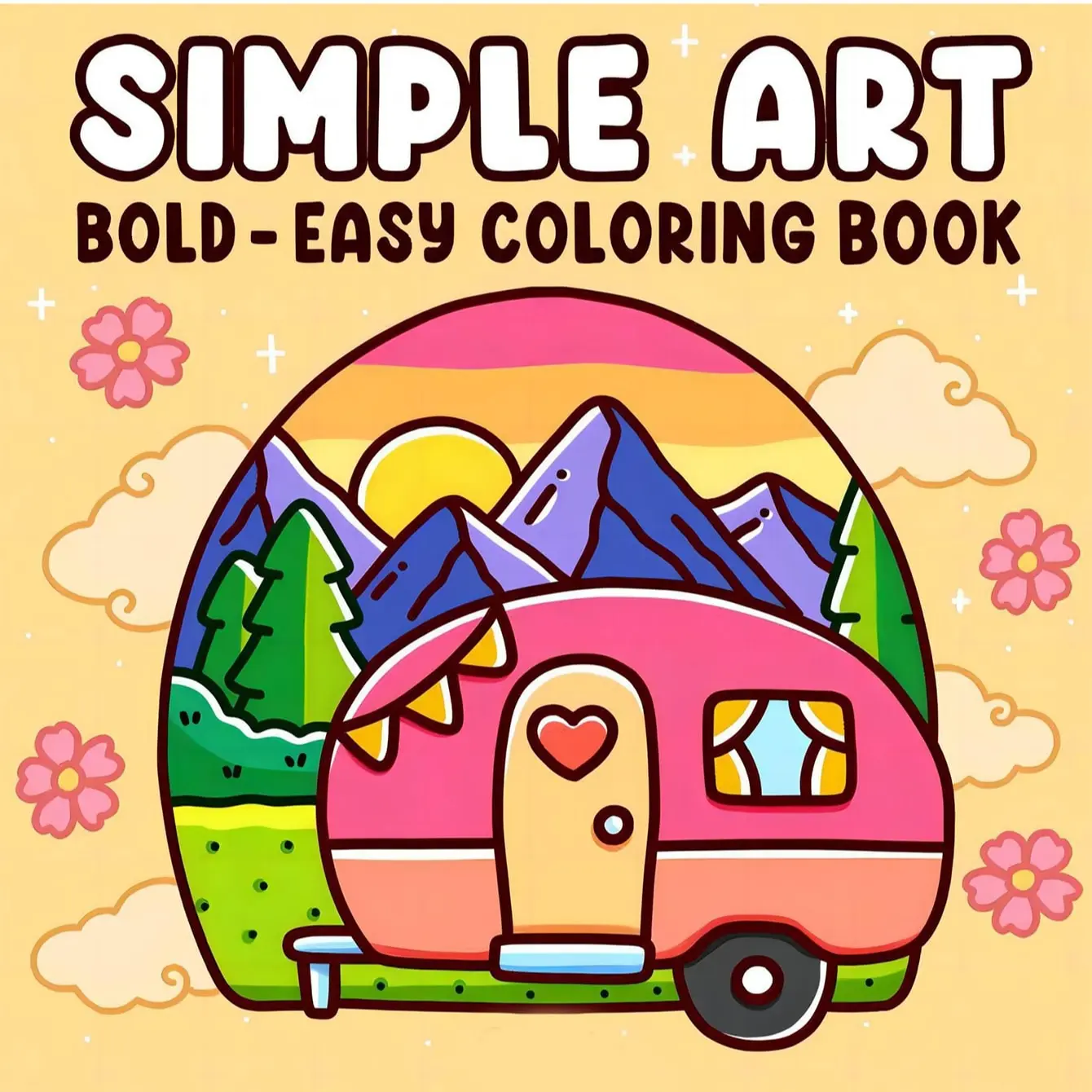 1pc SIMPLE ART Coloring Book For Adults And Kids, Simple And Big Designs For Relaxation, Stress Relief, Zero Foundation Drawing To Relieve Stress Coloring Book, Christmas Gift, Therapeutic Illustrations