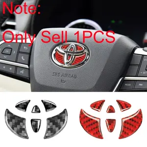 For Toyota Corolla CHR Rav4 Prius Auris Yaris Aygo Avensis Camry Land Cruiser Accessories Fit Carbon Fiber Car Steering Wheel Emblem Badge Logo Decoration Unique Design Sticker Decals