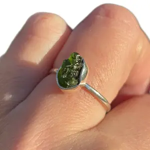 Sterling Silver Chrome Diopside Rough Stone Ring