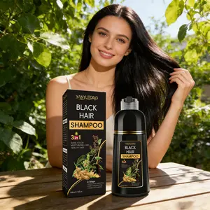 500ml Herbal Black Hair Dye Conditioning Shampoo with botanical extracts. Gentle formula for daily coloring & cleansing. 3-in-1 convenience delivers natural black hair, plus smoother texture and healthy shine—for men & women. Hair Routine
