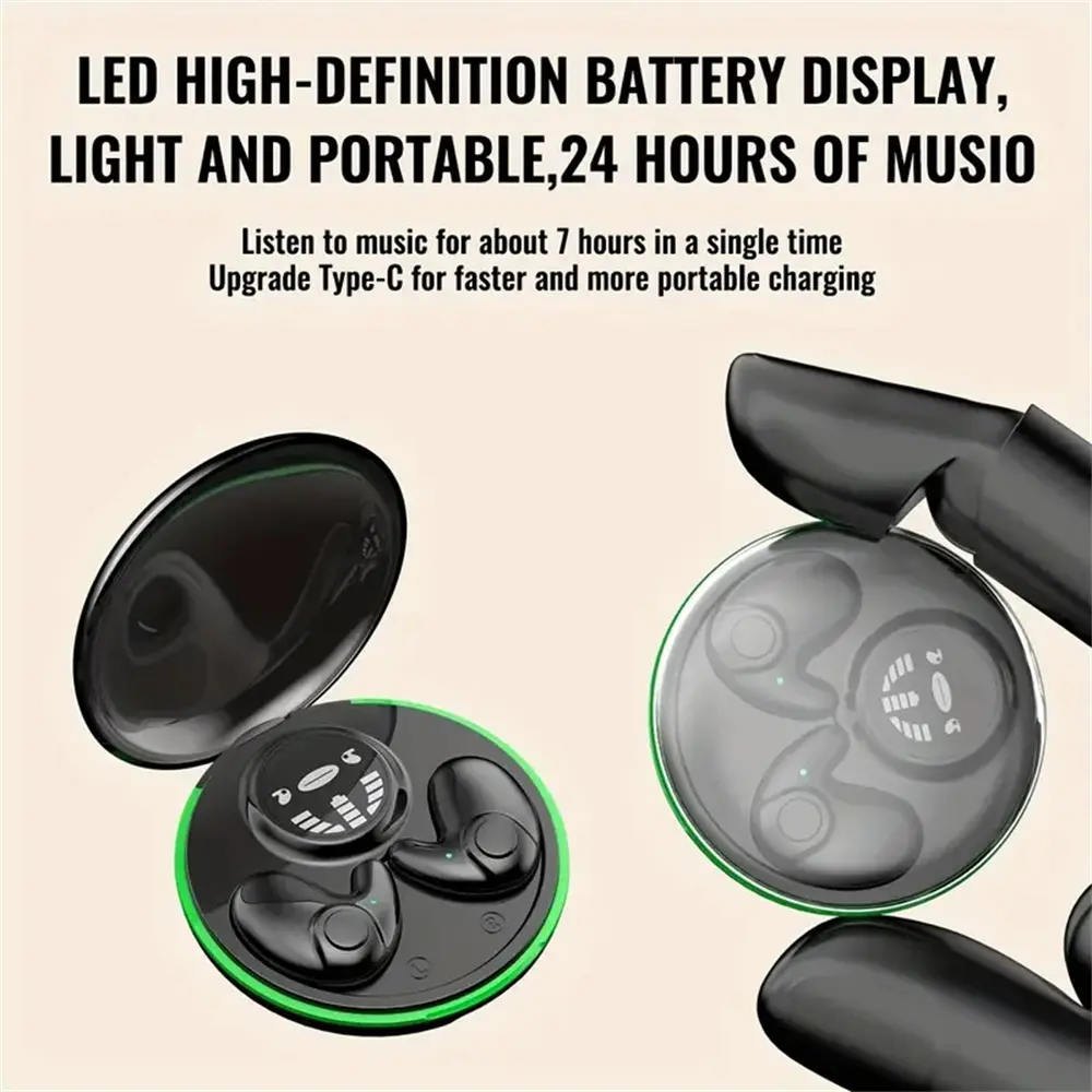 MSHUKCOE Invisible Sleep Wireless Earphone, Bluetooth 5.3 Audio Device, IPX5 Water Resistant Wireless BT Headset for Sensitive Sleepers, Lightweight Painless Earbuds with Long Battery Life - Electronic