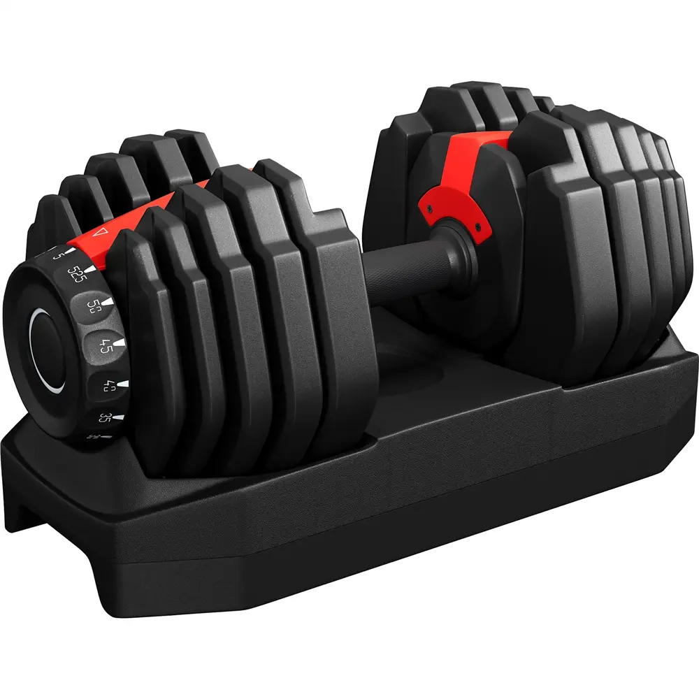 Costoffs Adjustable Steel Dumbbell Set - 52.5LB, 15 Increments, Fast-Adjust, Anti-Slip Handle, Tray, Compact Fit, Unisex Home Exercise Equipment for Strength Training, Home Gym System (Single/Pair)