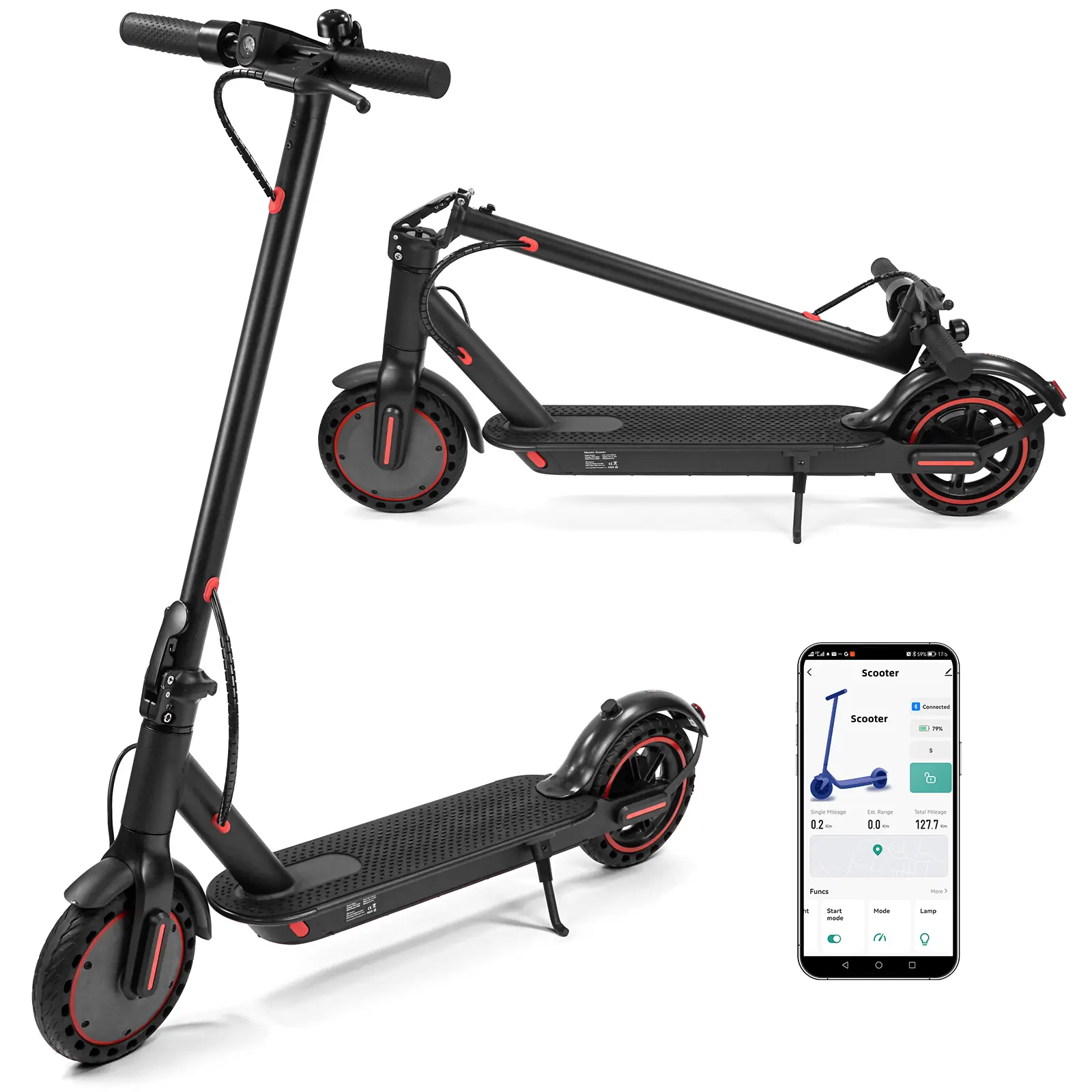 W4 PRO Foldable Adult Electric Scooter 36V 19 Mph Top Speed 350W Motor 8.5inch Tyres Dual Braking Kick Scooter Folding E-Scooter With App 3 Adjustable Speed Modes