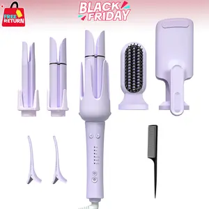 5 in 1 Curling Iron Hair,self curling iron - Beach Waves Curling Wand, Flat Iron Hair Straightener,Ionic Deep Waver Hair Curler Tool, Women Gifts,TikTokShopBlackFriday