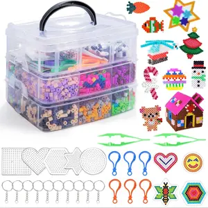 Melting beads Kit, DIY Beads, DIY Beading Accessories, Beading Making, Includes 2000/8000 Beads, 5 Hanging Boards, 2 Tweezers, 5 Patterns, Perfect for Best Friend Crafts, Suitable for All Occasions