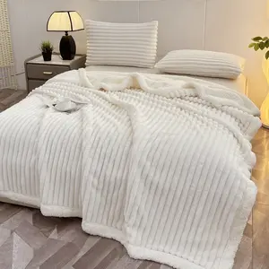 Double Layer Rabbit Fur Blanket, Soft Warm Winter & Fall Blanket, Soft Cozy Blanket, Air Conditioning Room Blanket, Home Office Travel Blanket, Home Decor, Throw Blanket