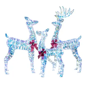 COSTWAY - 3-Piece Large Lighted Christmas Reindeer Family